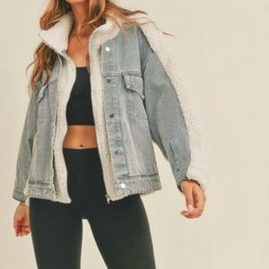 MABLE Blue Denim Sherpa-Lined Jacket